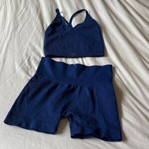 SET Active Ribbed Royal Blue Sports Bra & High-Waist Shorts Set by